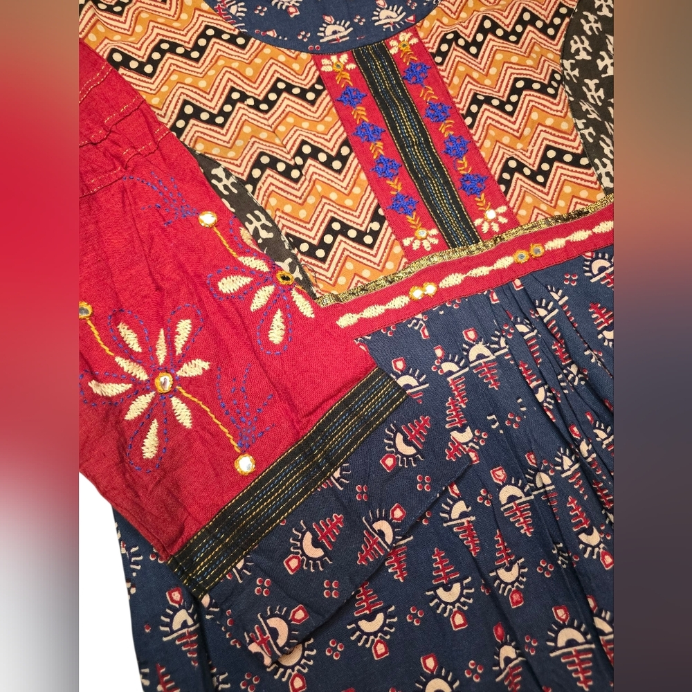 India Inspired Tunic XL Bohemian Hippie Print - Picture 2 of 3